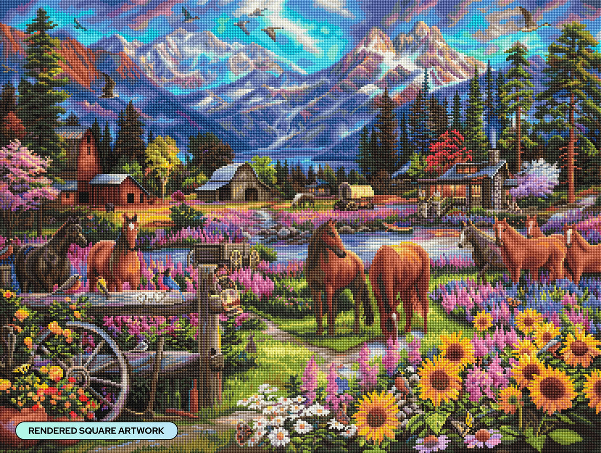 Diamond Painting Free to Roam 36.6" x 27.6" (92.8cm x 69.9cm) / Square With 80 Colors Including 3 ABs and 3 Fairy Dust Diamonds / 104,813