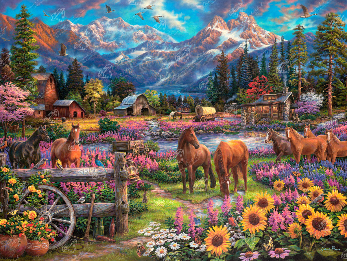 Diamond Painting Free to Roam 36.6" x 27.6" (92.8cm x 69.9cm) / Square With 80 Colors Including 3 ABs and 3 Fairy Dust Diamonds / 104,813