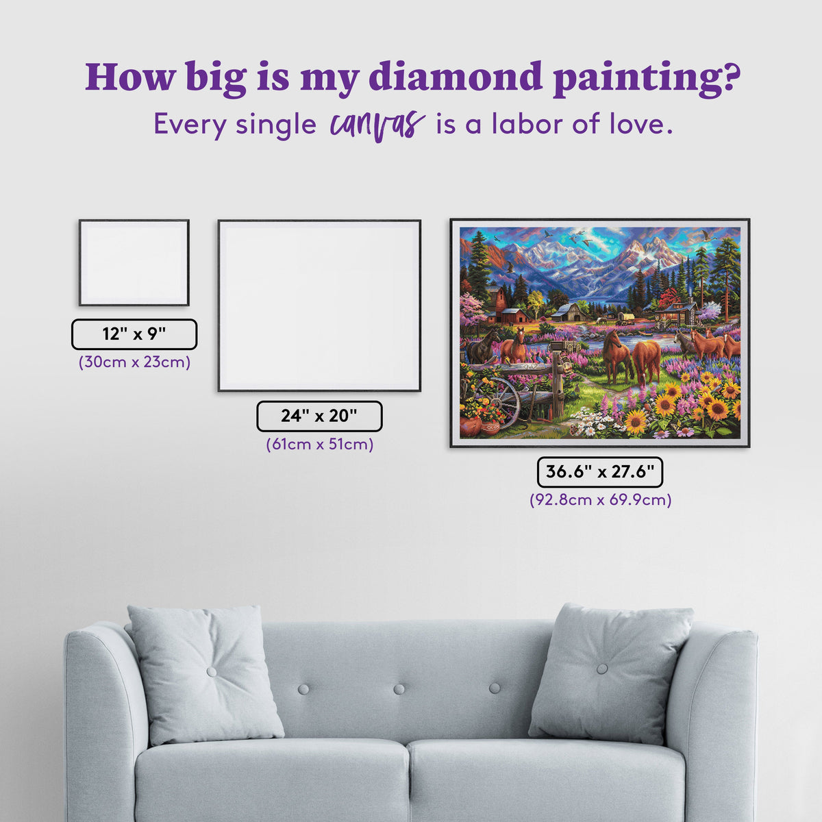 Diamond Painting Free to Roam 36.6" x 27.6" (92.8cm x 69.9cm) / Square With 80 Colors Including 3 ABs and 3 Fairy Dust Diamonds / 104,813