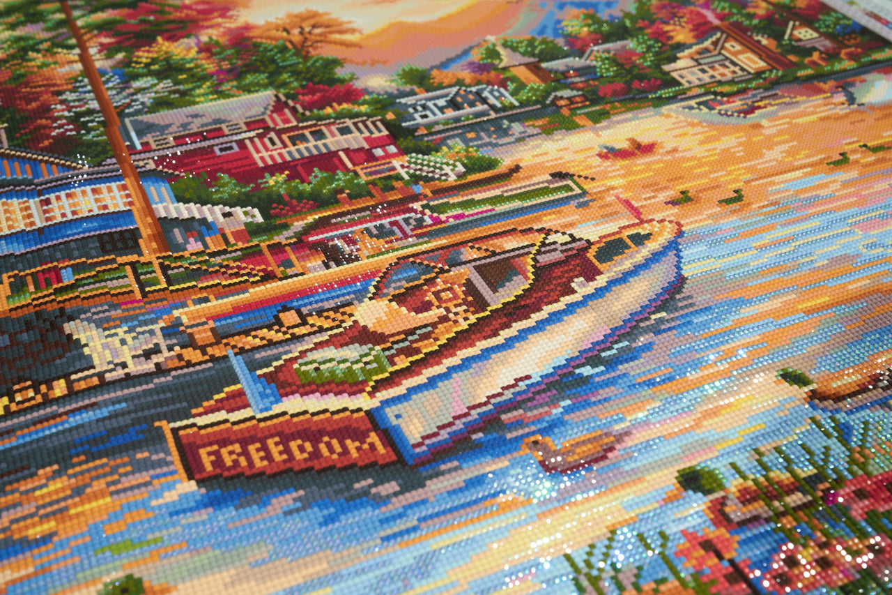 Diamond Painting Freedom at the Lake 36.6" x 27.6" (93cm x 70cm) / Square With 66 Colors Including 3 ABs / 104,813