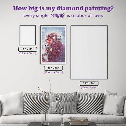 Diamond Painting Freya 17" x 26" (42.6cm x 66cm) / Round with 57 Colors including 3 ABs and 1 Fairy Dust Diamonds / 35,720