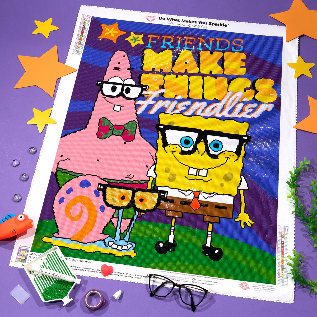 Diamond Painting Friends Make Things Friendlier 22" x 28″ (56cm x 71cm) / Square with 19 Colors including 3 ABs / 62,101