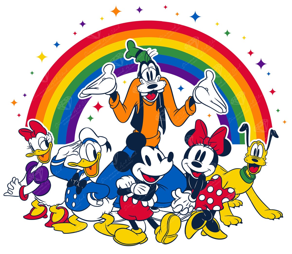 Diamond Painting Friends of the Rainbow 27.2" x 23.6" (69cm x 60cm) / Square with 16 Colors including 6 Iridescent Diamonds and 3 Fairy Dust Diamonds / 66,757