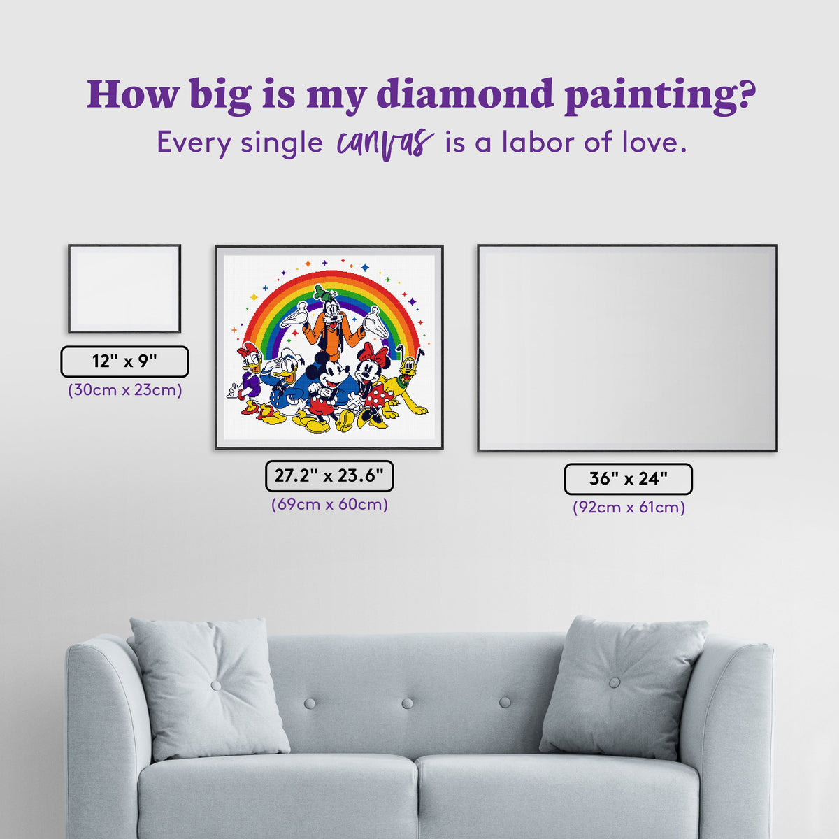 Diamond Painting Friends of the Rainbow 27.2" x 23.6" (69cm x 60cm) / Square with 16 Colors including 6 Iridescent Diamonds and 3 Fairy Dust Diamonds / 66,757