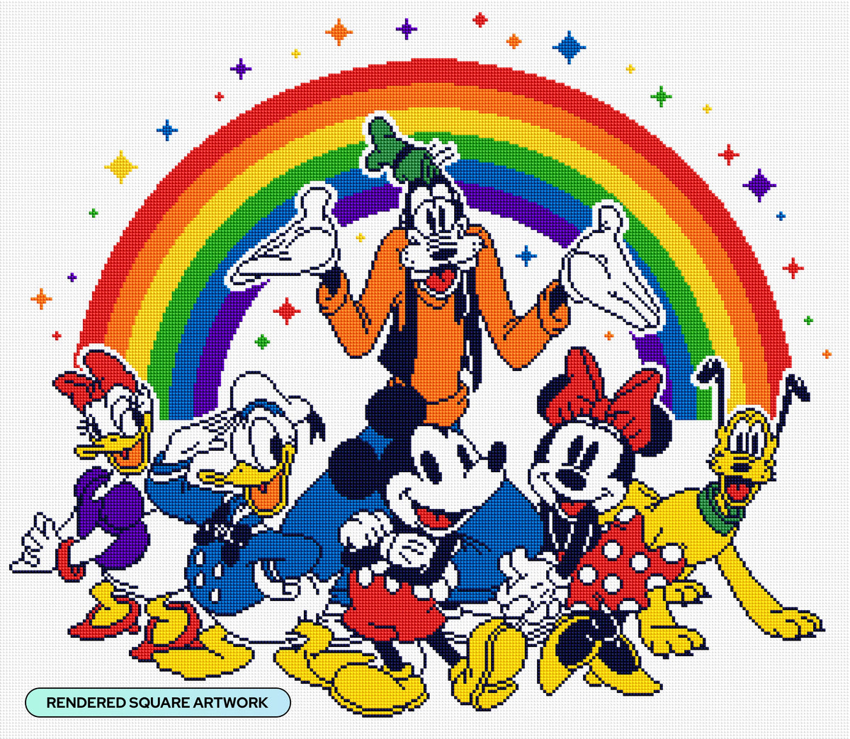 Diamond Painting Friends of the Rainbow 27.2" x 23.6" (69cm x 60cm) / Square with 16 Colors including 6 Iridescent Diamonds and 3 Fairy Dust Diamonds / 66,757