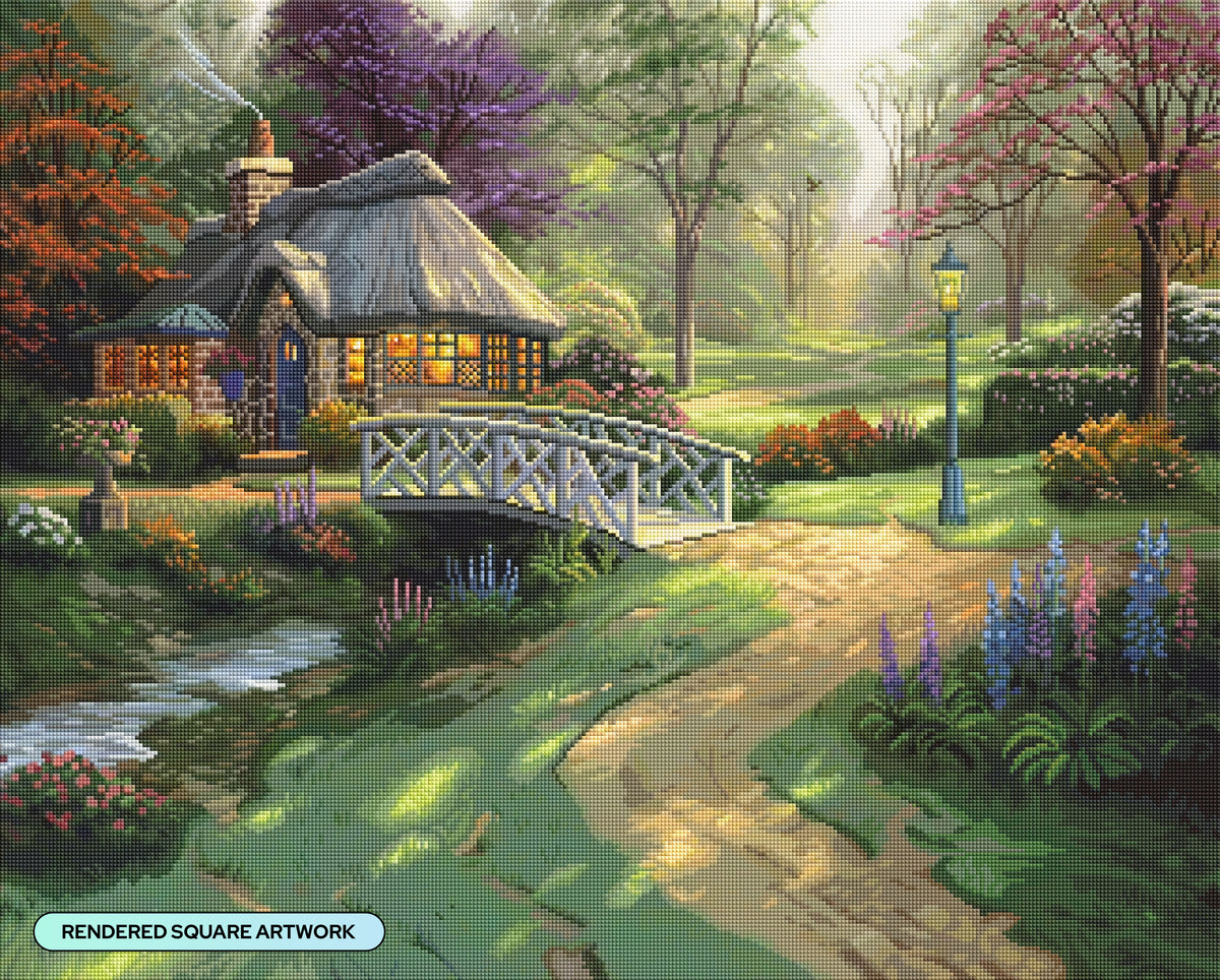 Diamond Painting Friendship Cottage 31.9" x 25.6" (80.9cm x 65cm) / Square With 94 Colors Including 2 ABs and 5 Fairy Dust Diamonds / 84,825