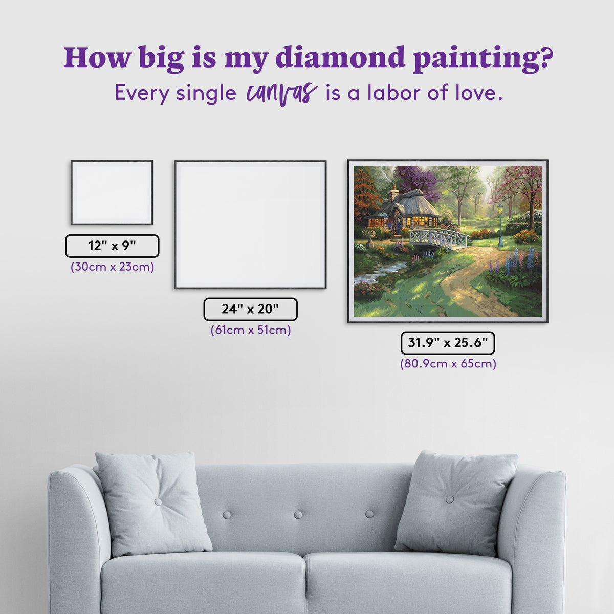 Diamond Painting Friendship Cottage 31.9" x 25.6" (80.9cm x 65cm) / Square With 94 Colors Including 2 ABs and 5 Fairy Dust Diamonds / 84,825
