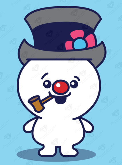 Diamond Painting Frosty the Snowman Chibi 6.6" x 9" (16.8cm x 22.7cm) / Round With 10 Colors including 2 AB Diamonds / 4,860