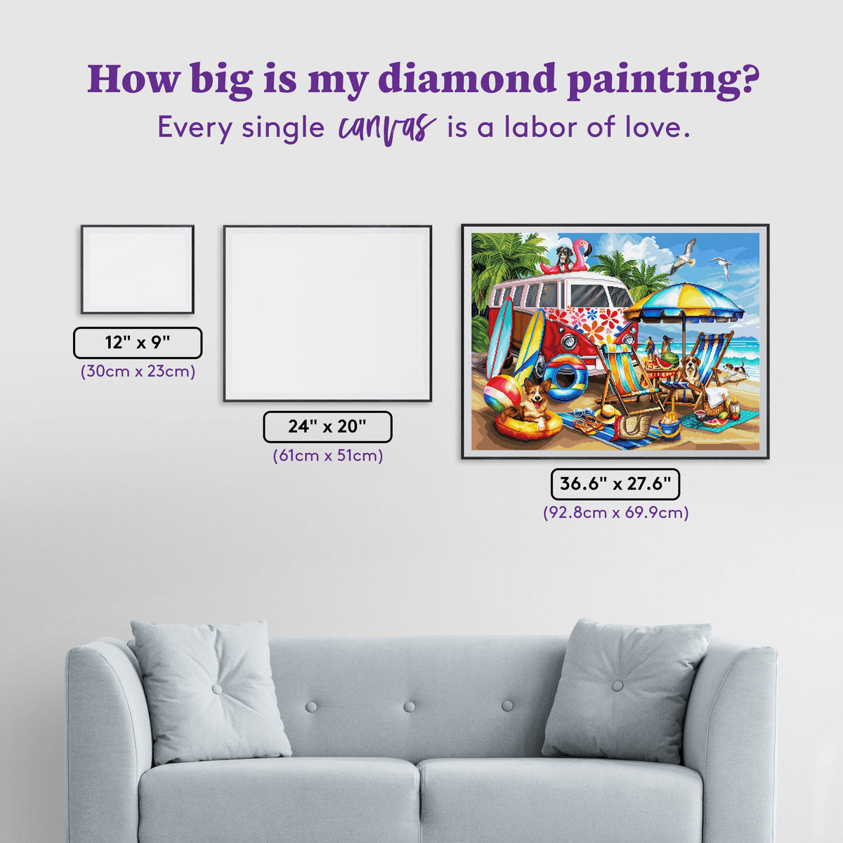 Diamond Painting Fun in the Sun 36.6" x 27.6" (92.8cm x 69.9cm) / Square With 65 Colors Including 2 ABs and 4 Fairy Dust Diamonds / 104,813