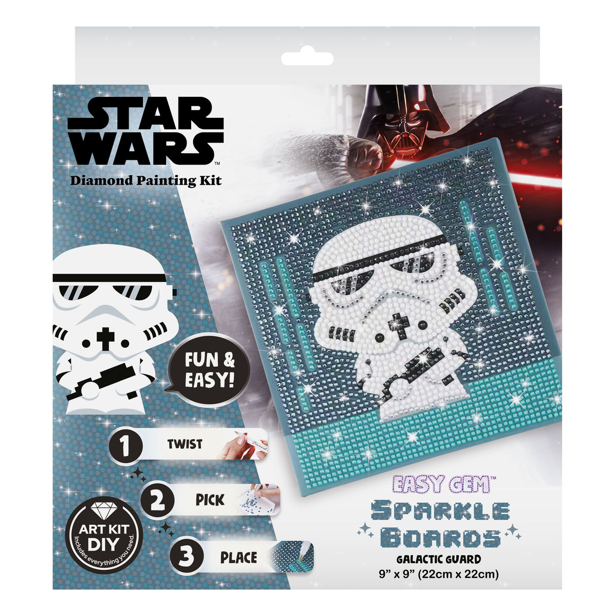Diamond Painting Galactic Guard (Stormtrooper) - Easy Gem™ Sparkle Boards 9" x 9" (22cm x 22cm) / Round with 5 Colors including 4 Iridescent Diamonds / 2,310