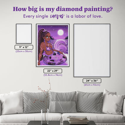 Diamond Painting Galactic Mermaid 22" x 29" (55.8cm x 74cm) / Round with 36 Colors including 3 ABs and 1 Fairy Dust Diamonds / 52,536