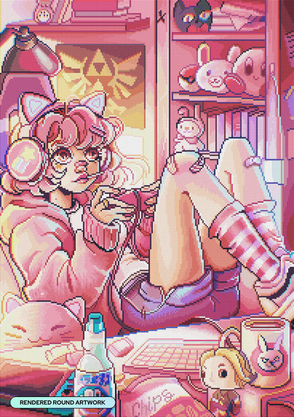 Diamond Painting Gamer Room 22" x 31" (55.6cm x 78.7cm) / Round With 86 Colors Including 3 ABs and 1 Fairy Dust Diamond / 57,772