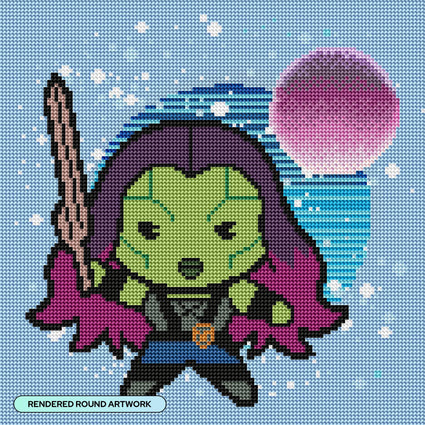Diamond Painting Gamora™ 13" x 13" (32.8cm x 32.8cm) / Round with 25 Colors including 2 ABs and 1 Electro Diamonds and 2 Fairy Dust Diamonds / 13,689