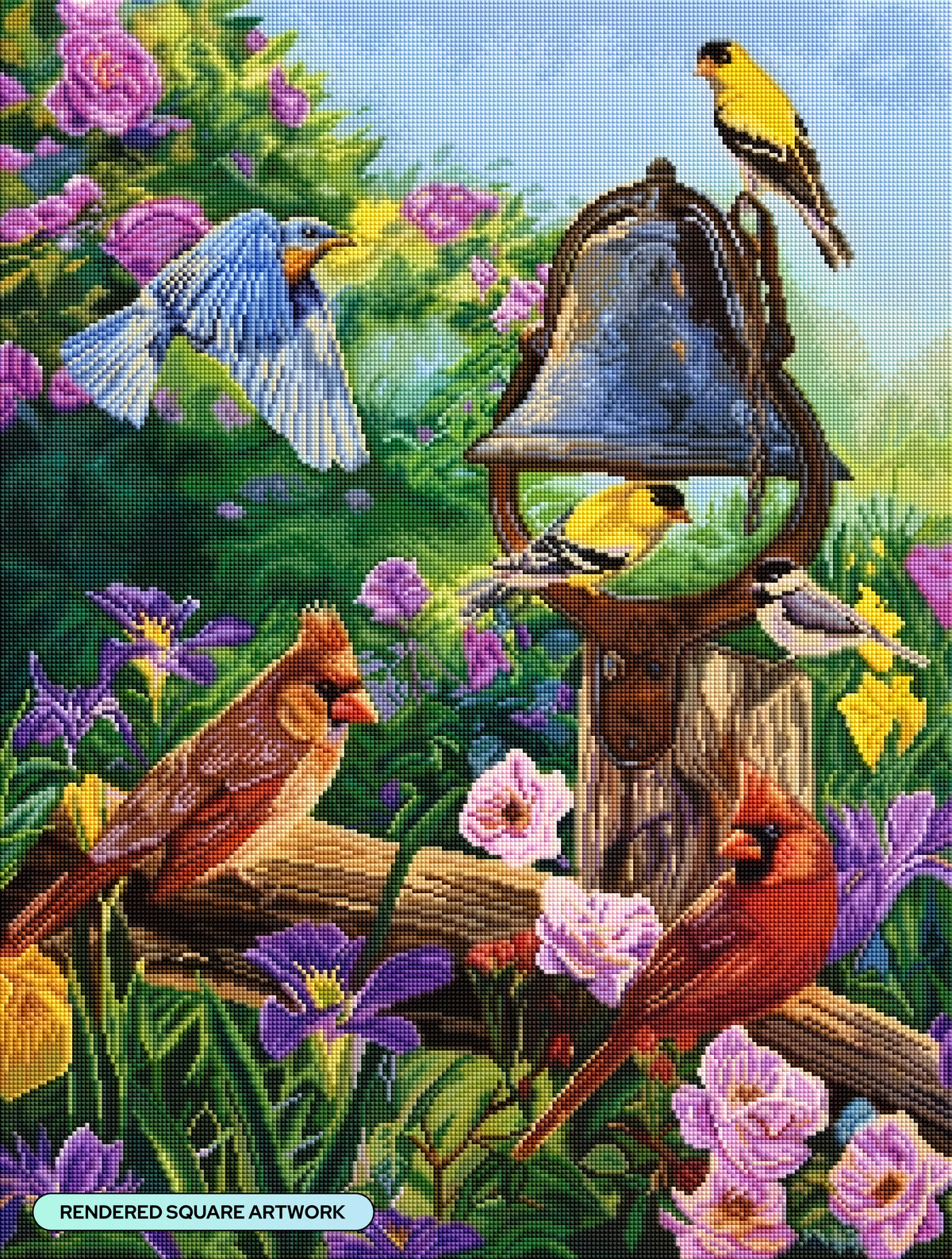 Diamond Painting Garden Melodies 22" x 29" (55.8cm x 73.7cm) / Square with 64 Colors including 2 ABs and 4 Fairy Dust Diamonds / 66,304