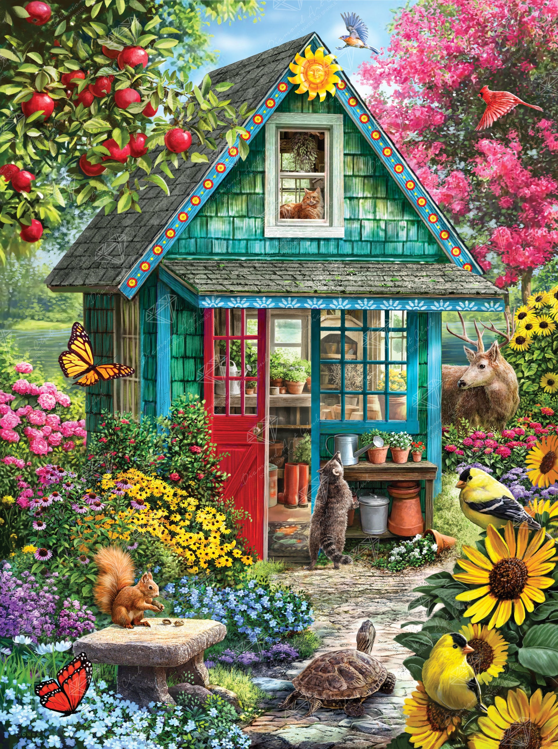 Diamond Painting Garden Shed 27.6" x 37" (69.9cm x 93.8cm) / Square with 65 Colors including 2 ABs and 6 Fairy Dust Diamonds / 105,937
