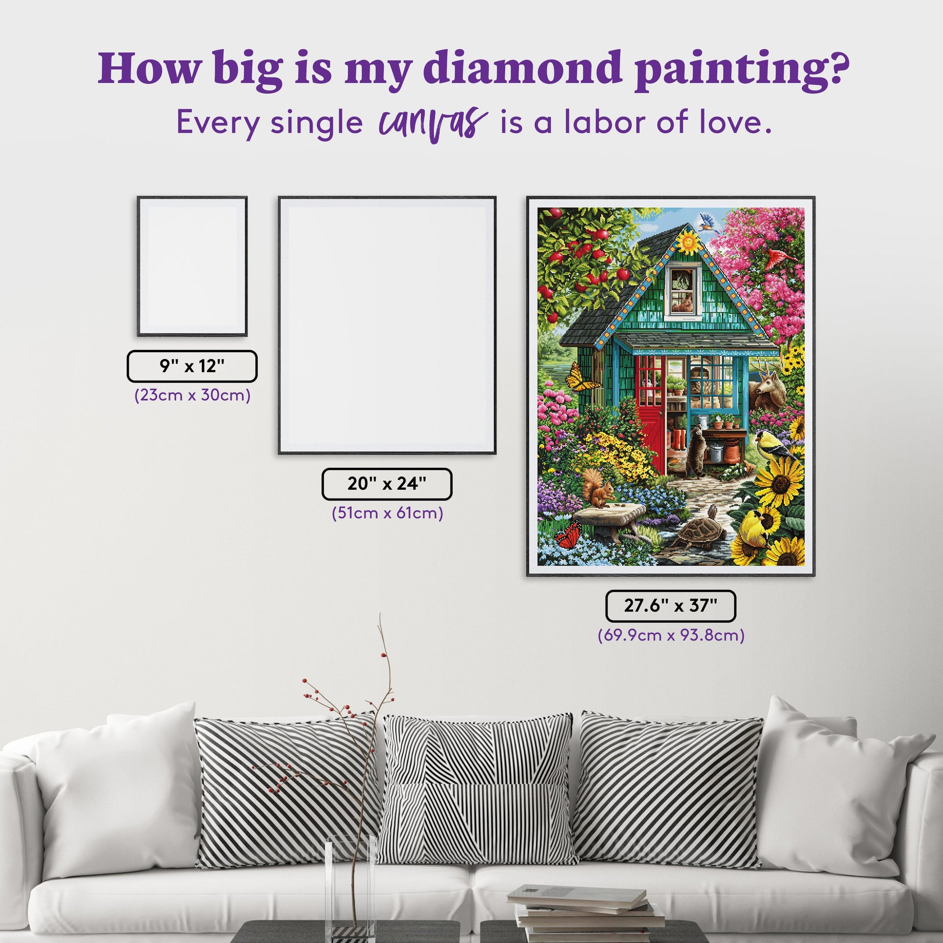 Diamond Painting Garden Shed 27.6" x 37" (69.9cm x 93.8cm) / Square with 65 Colors including 2 ABs and 6 Fairy Dust Diamonds / 105,937