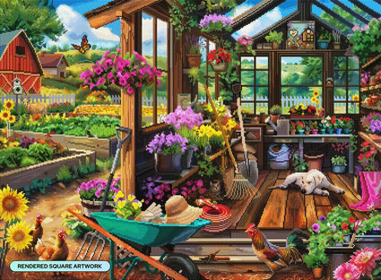 Diamond Painting Garden Shed 37.4" x 27.6" (94.8cm x 69.9cm) / Square with 95 Colors including 4 ABs and 3 Fairy Dust Diamonds / 107,061