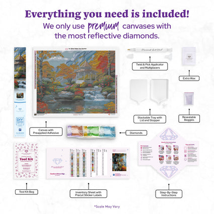 Diamond Painting Gazebo at Rivers Edge 34.7" x 27.6" (87.9cm x 69.9cm) / Square with 65 Colors including 3 ABs and 3 Fairy Dust Diamonds / 99,193