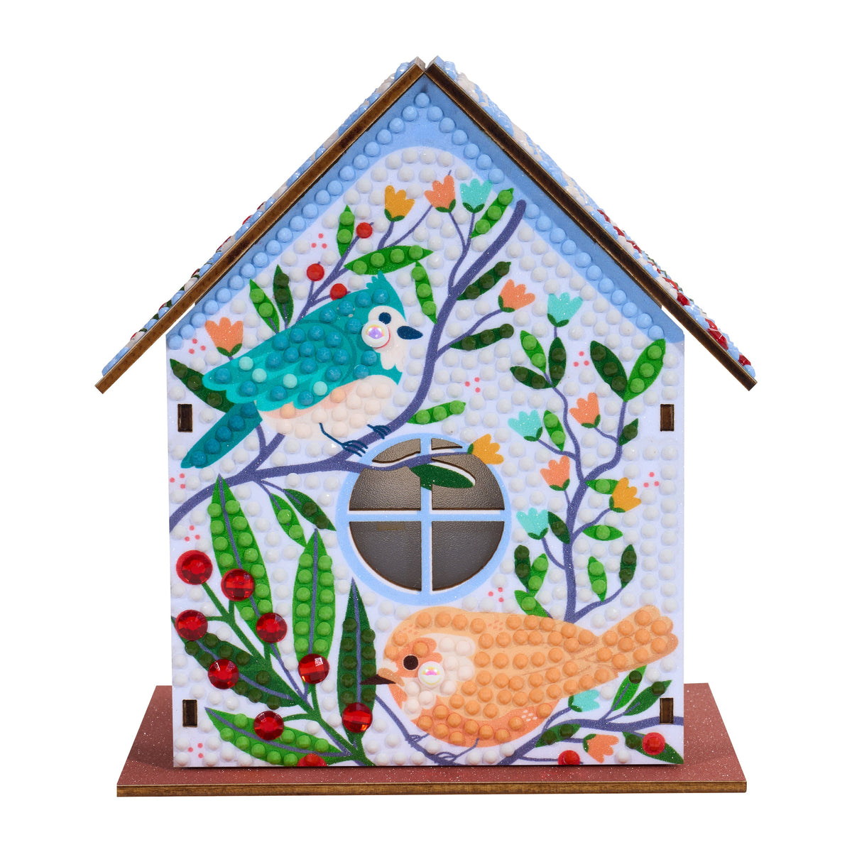 Diamond Painting Gem House - Birdie Love 5.5" x 4.1" x 3.1" (14 x 10.5 x 8cm) / Round with 16 colors including 2 Special Diamonds / 2,256