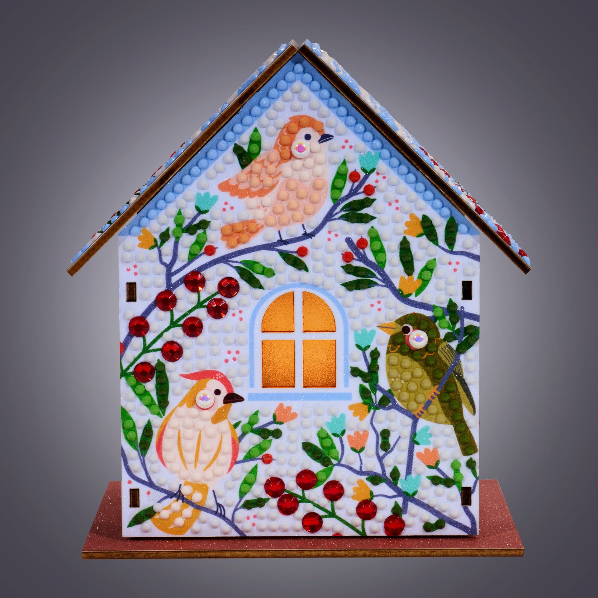 Diamond Painting Gem House - Birdie Love 5.5" x 4.1" x 3.1" (14 x 10.5 x 8cm) / Round with 16 colors including 2 Special Diamonds / 2,256