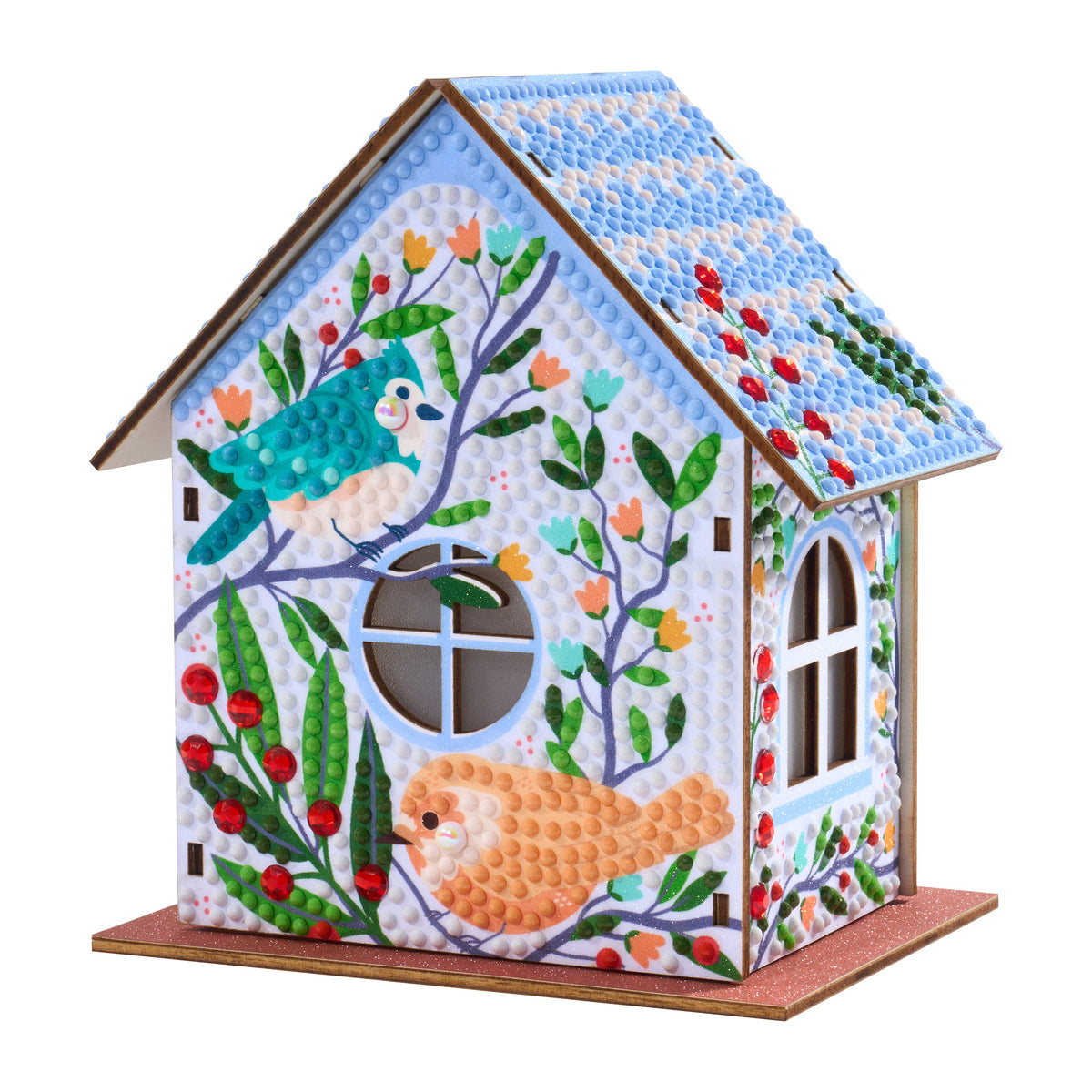 Diamond Painting Gem House - Birdie Love 5.5" x 4.1" x 3.1" (14 x 10.5 x 8cm) / Round with 16 colors including 2 Special Diamonds / 2,256