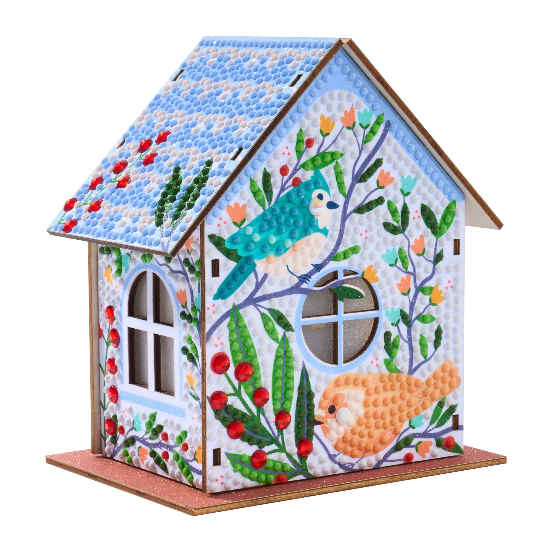 Diamond Painting Gem House - Birdie Love 5.5" x 4.1" x 3.1" (14 x 10.5 x 8cm) / Round with 16 colors including 2 Special Diamonds / 2,256