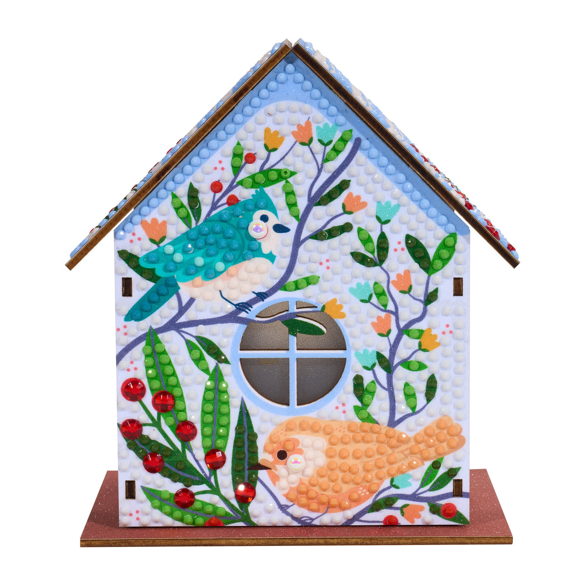Diamond Painting Gem House - Birdie Love 5.5" x 4.1" x 3.1" (14 x 10.5 x 8cm) / Round with 16 colors including 2 Special Diamonds / 2,256