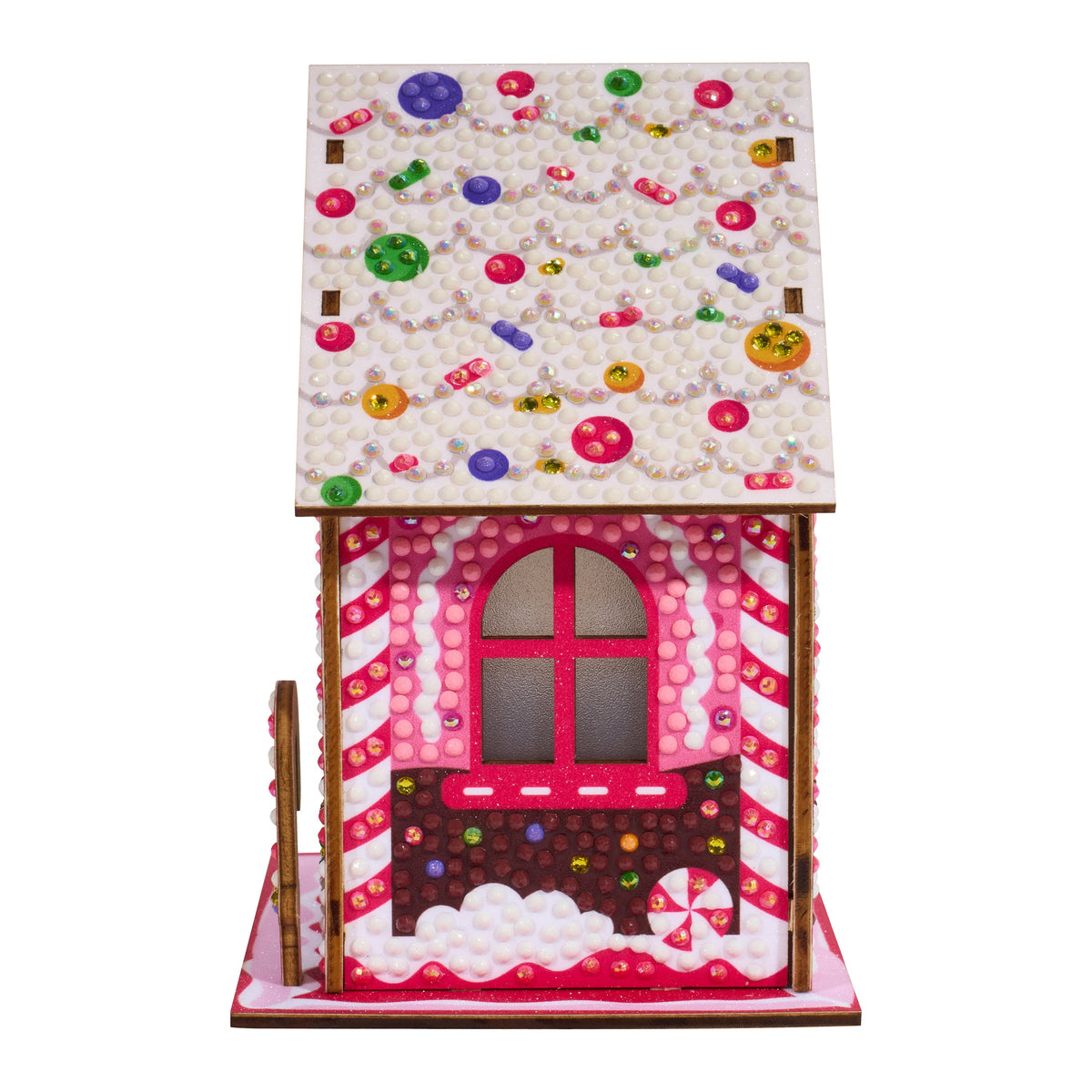 Diamond Painting Gem House - Candy Cane 5.4" x 4.9" x 3" (13.8 x 12.5 x 7.7cm) / Round with 11 colors including 4 ABs and 3 Fairy Dust Diamonds / 2,720
