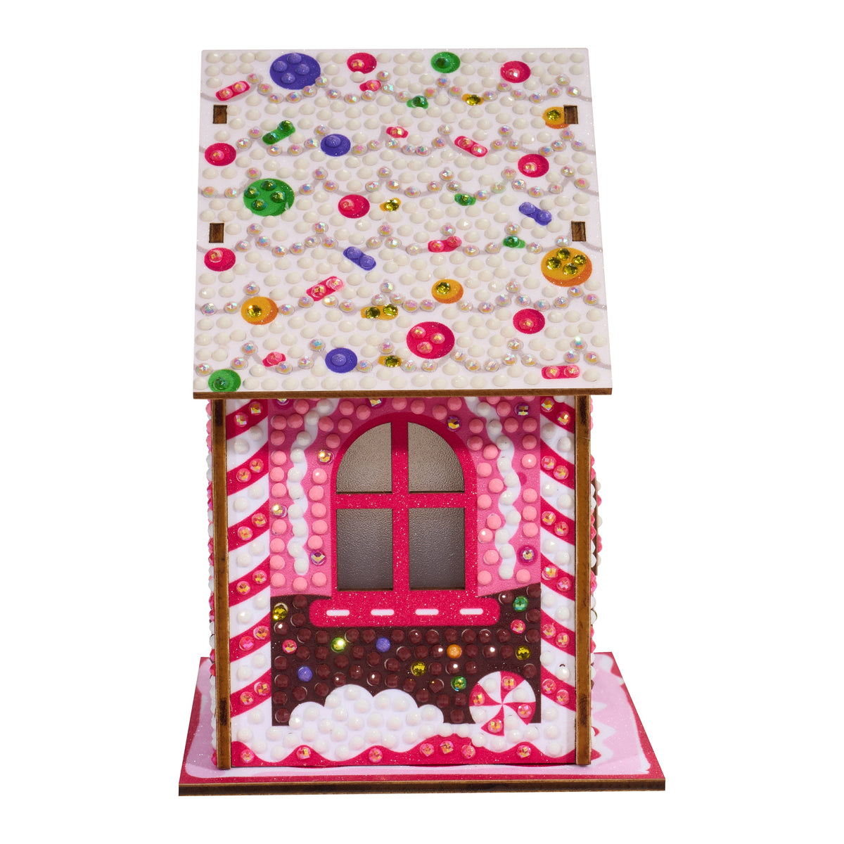 Diamond Painting Gem House - Candy Cane 5.4" x 4.9" x 3" (13.8 x 12.5 x 7.7cm) / Round with 11 colors including 4 ABs and 3 Fairy Dust Diamonds / 2,720