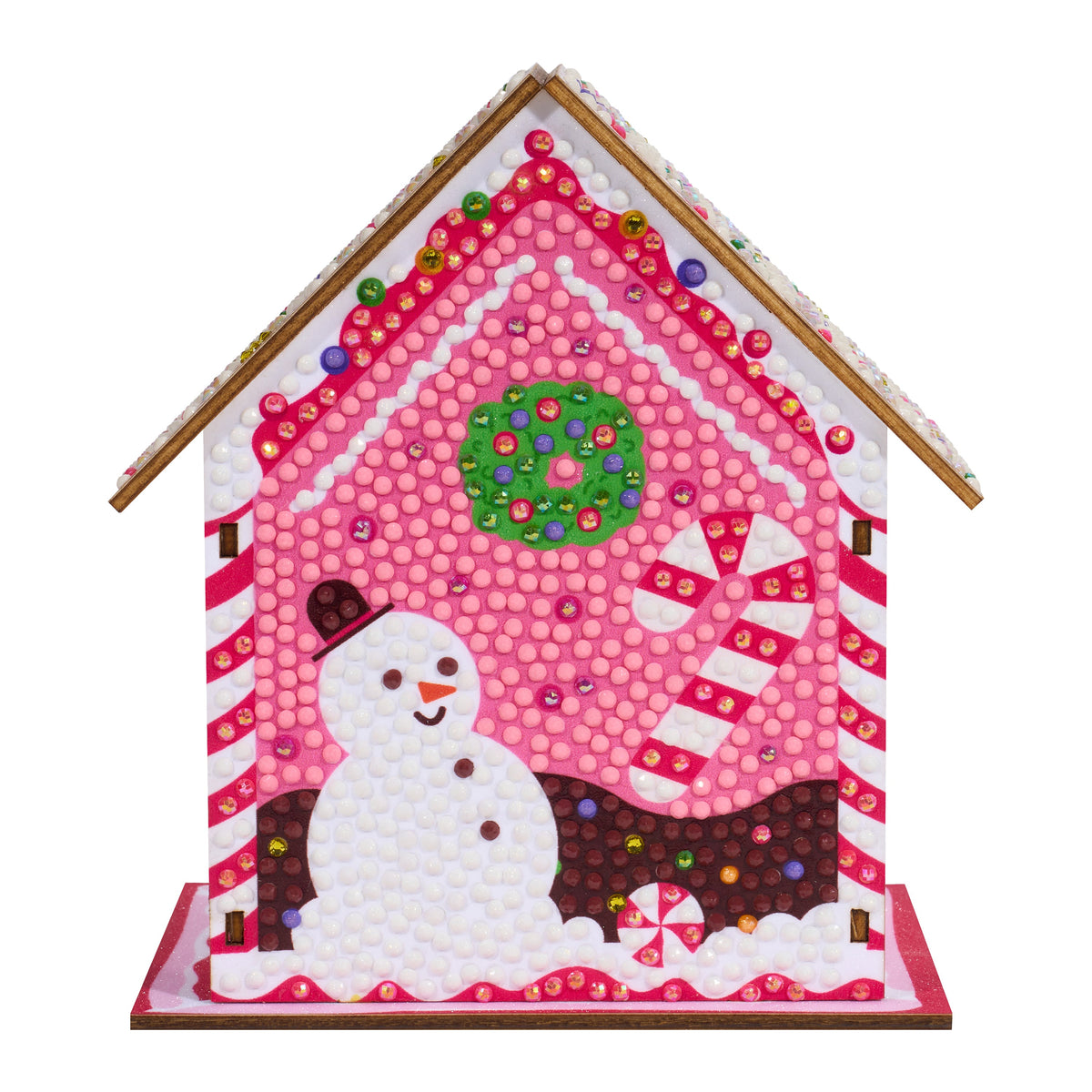 Diamond Painting Gem House - Candy Cane 5.4" x 4.9" x 3" (13.8 x 12.5 x 7.7cm) / Round with 11 colors including 4 ABs and 3 Fairy Dust Diamonds / 2,720