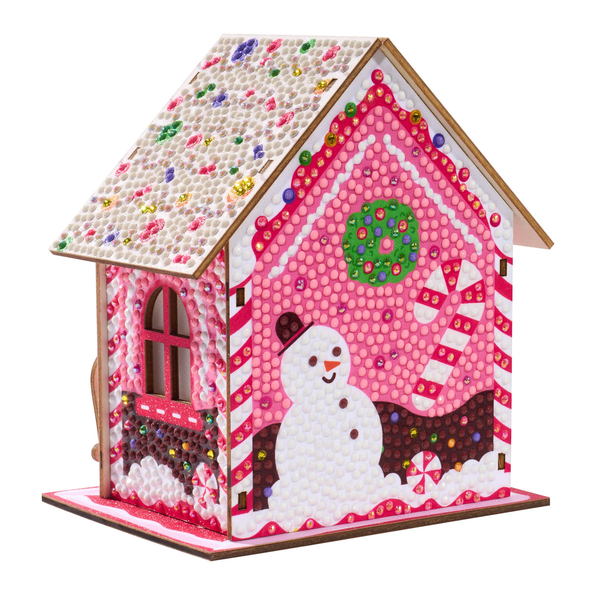 Diamond Painting Gem House - Candy Cane 5.4" x 4.9" x 3" (13.8 x 12.5 x 7.7cm) / Round with 11 colors including 4 ABs and 3 Fairy Dust Diamonds / 2,720