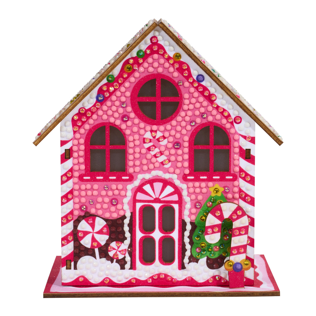 Diamond Painting Gem House - Candy Cane 5.4" x 4.9" x 3" (13.8 x 12.5 x 7.7cm) / Round with 11 colors including 4 ABs and 3 Fairy Dust Diamonds / 2,720
