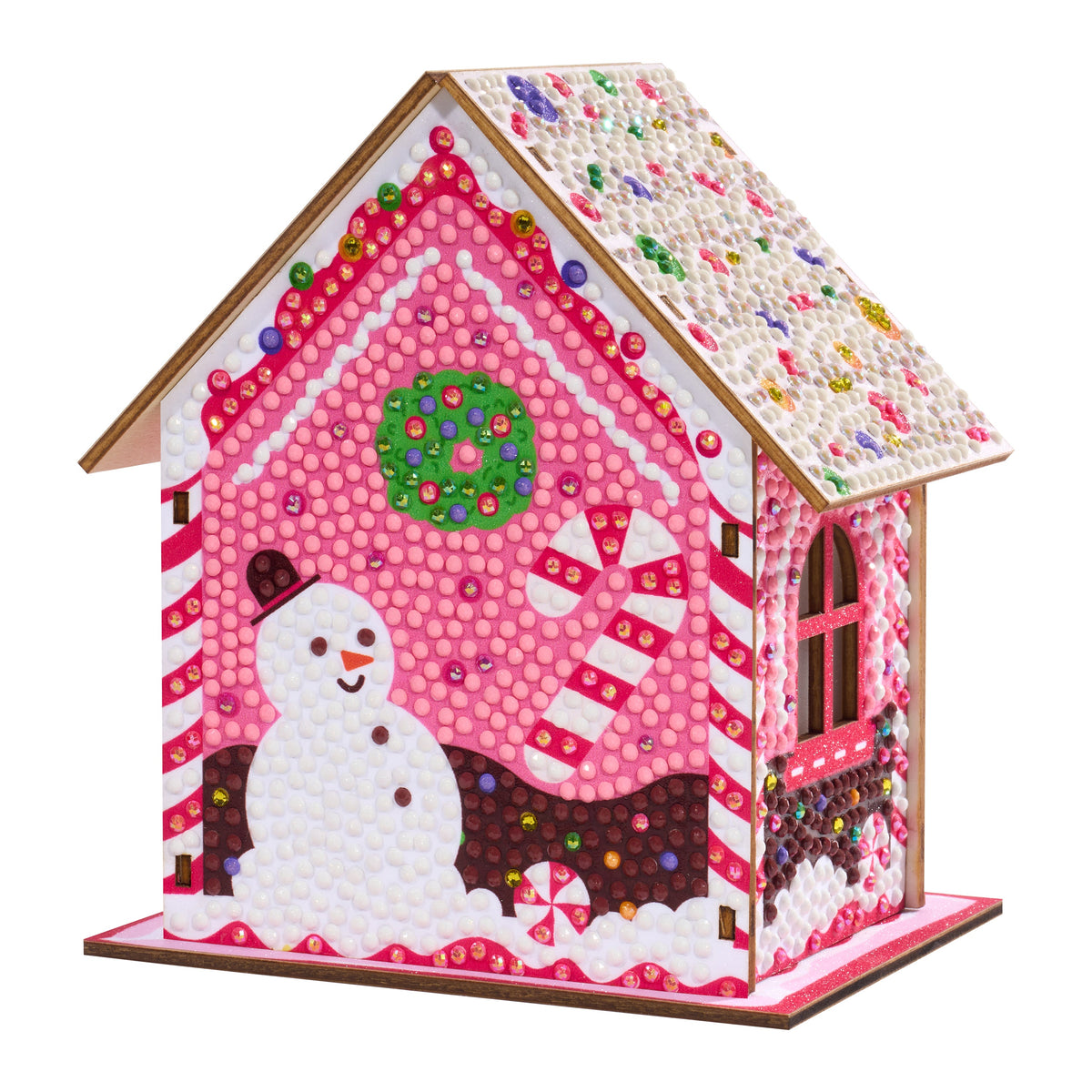 Diamond Painting Gem House - Candy Cane 5.4" x 4.9" x 3" (13.8 x 12.5 x 7.7cm) / Round with 11 colors including 4 ABs and 3 Fairy Dust Diamonds / 2,720