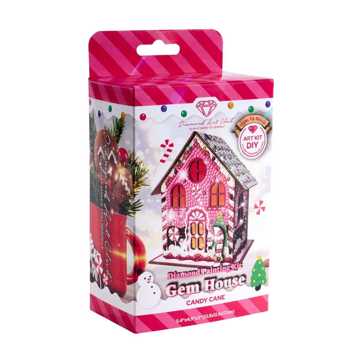 Diamond Painting Gem House - Candy Cane 5.4" x 4.9" x 3" (13.8 x 12.5 x 7.7cm) / Round with 11 colors including 4 ABs and 3 Fairy Dust Diamonds / 2,720
