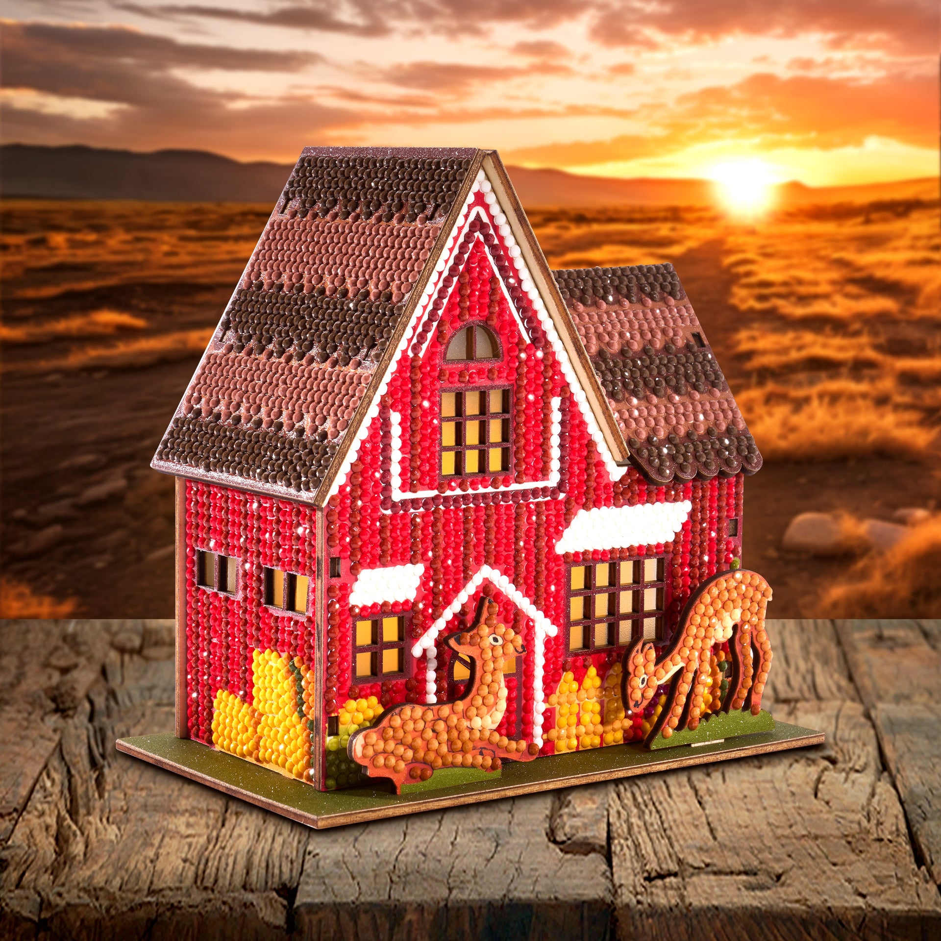 Diamond Painting Gem House - Farm House 5.5" x 4.1" x 3.1" (14cm x 10.5cm x 8cm) / Round with 26 Colors / 4,989