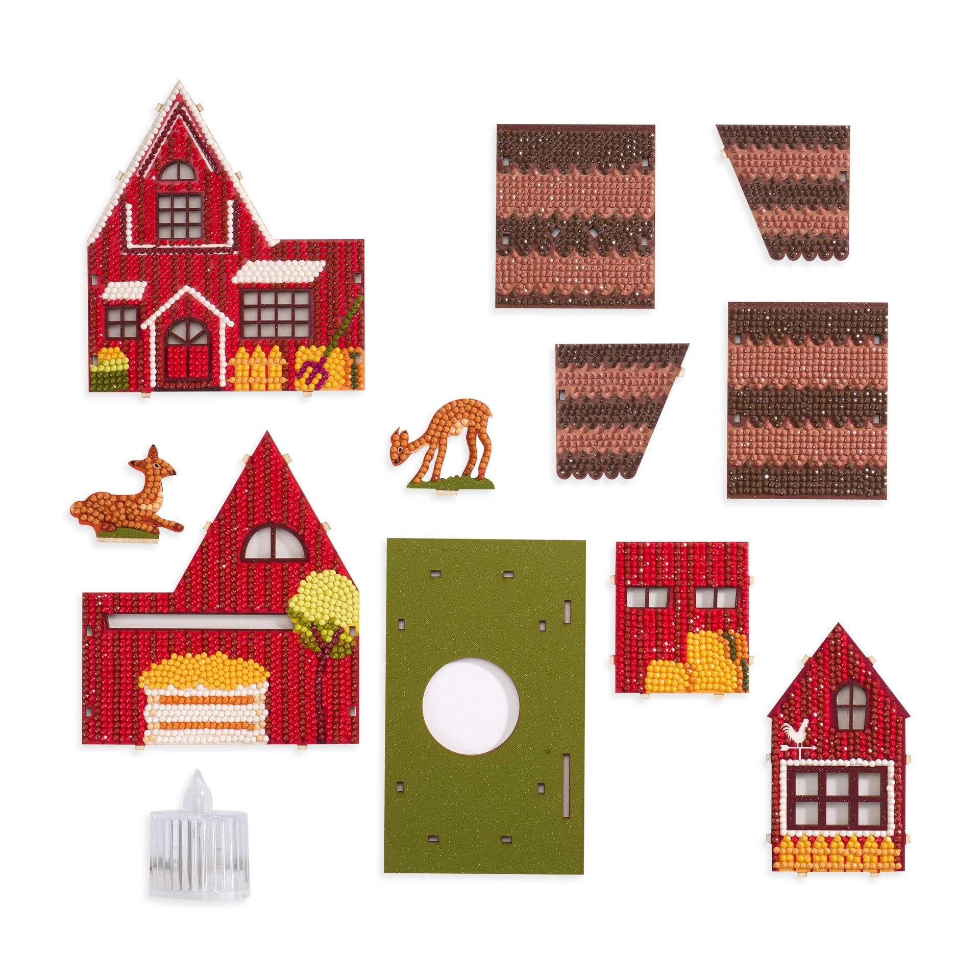 Diamond Painting Gem House - Farm House 5.5" x 4.1" x 3.1" (14cm x 10.5cm x 8cm) / Round with 26 Colors / 4,989