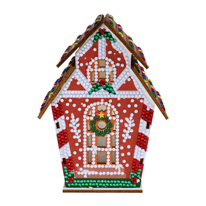 Diamond Painting Gem House - Gingerbread Reindeer 5.5" x 4.1" x 3.1" (14 x 10.5 x 8cm) / Round with 10 Colors including 9 Iridescent Diamonds / 1,094