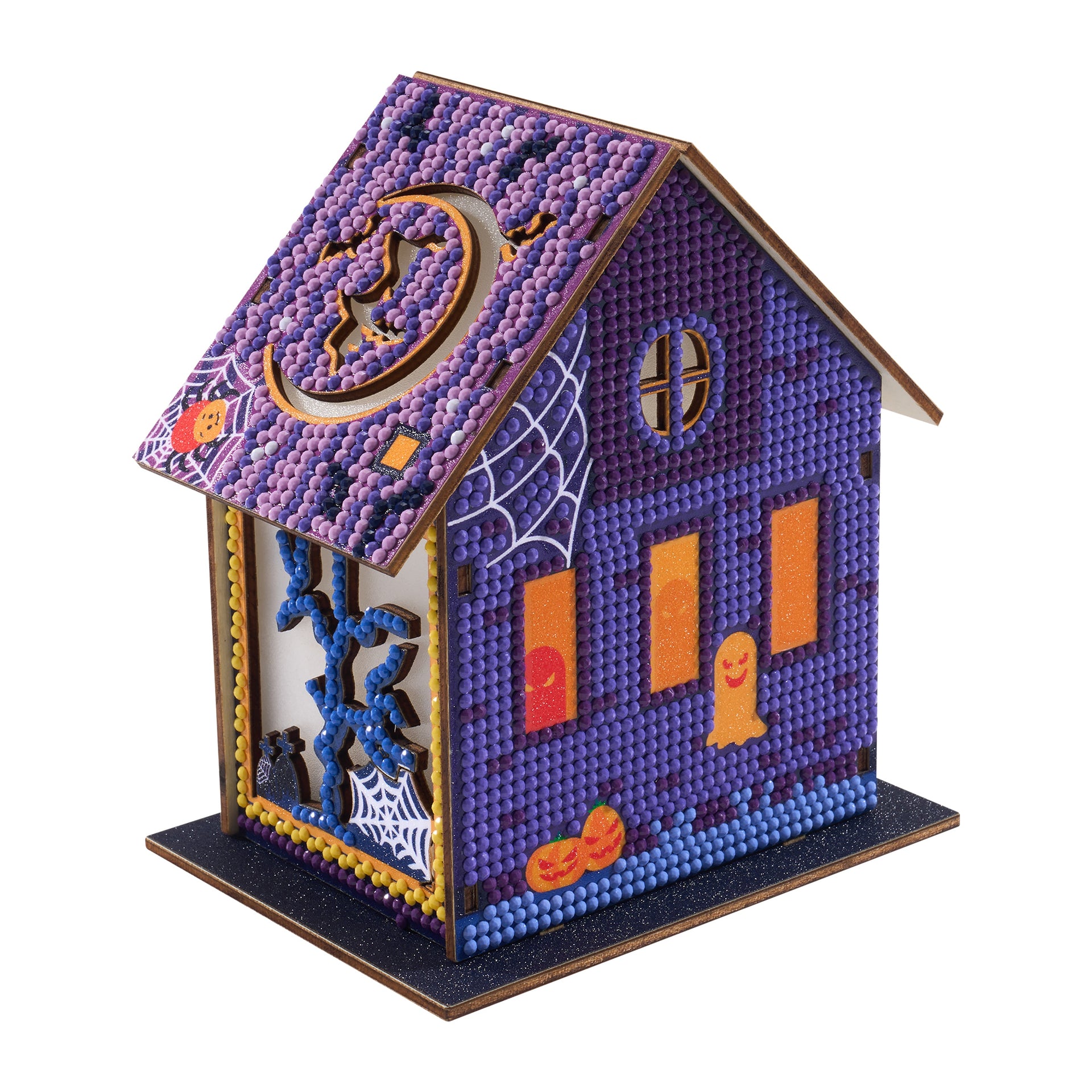 Diamond Painting Gem House - Halloween House 5.4" x 4.9" x 3" (13.8cm x 12.5cm x 7.7cm) / Round with 10 colors / 3,461