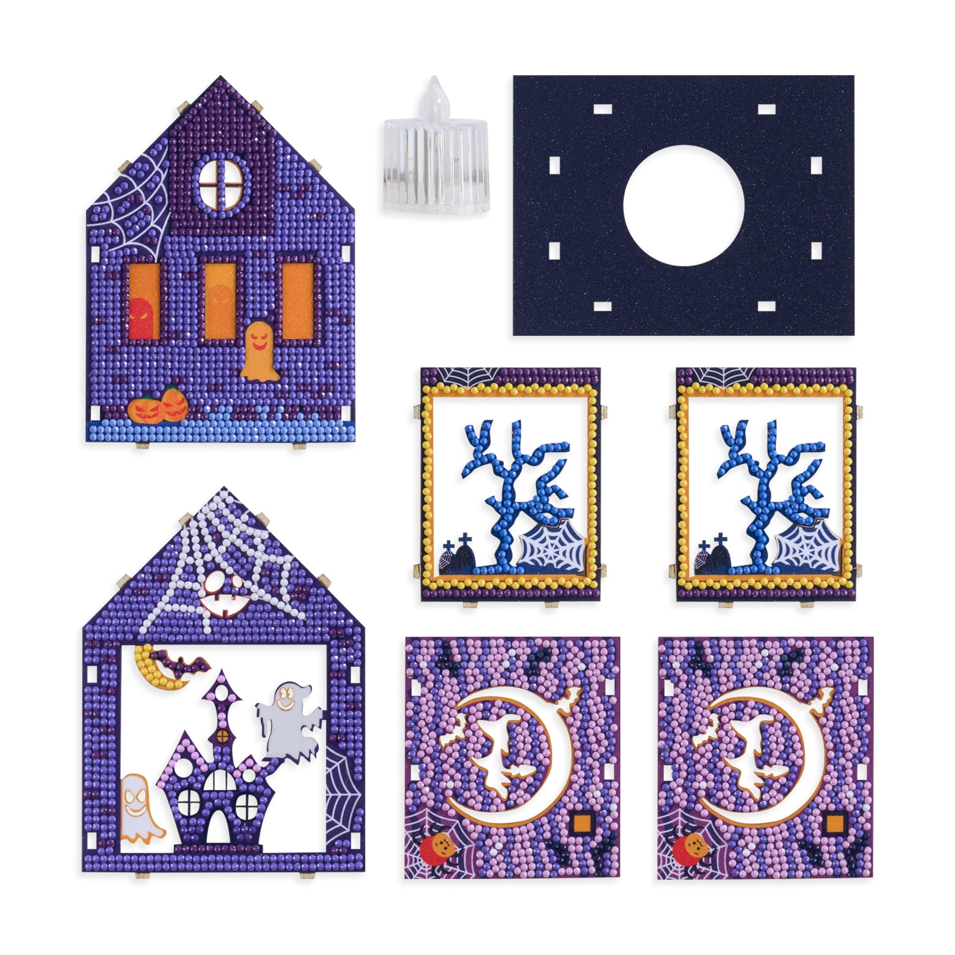 Diamond Painting Gem House - Halloween House 5.4" x 4.9" x 3" (13.8cm x 12.5cm x 7.7cm) / Round with 10 colors / 3,461