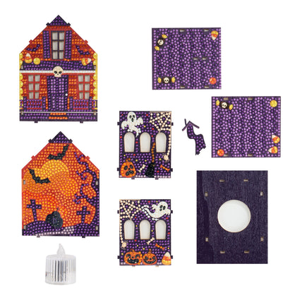 Diamond Painting Gem House - Pumpkin Glow Manor 5.5" x 4.1" x 3.1" (14 x 10.5 x 8cm) / Round with 20 Colors including 2 ABs and 1 Fairy Dust Diamond / 2,815