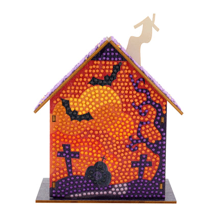 Diamond Painting Gem House - Pumpkin Glow Manor 5.5" x 4.1" x 3.1" (14 x 10.5 x 8cm) / Round with 20 Colors including 2 ABs and 1 Fairy Dust Diamond / 2,815