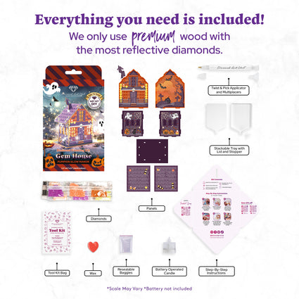 Diamond Painting Gem House - Pumpkin Glow Manor 5.5" x 4.1" x 3.1" (14 x 10.5 x 8cm) / Round with 20 Colors including 2 ABs and 1 Fairy Dust Diamond / 2,815