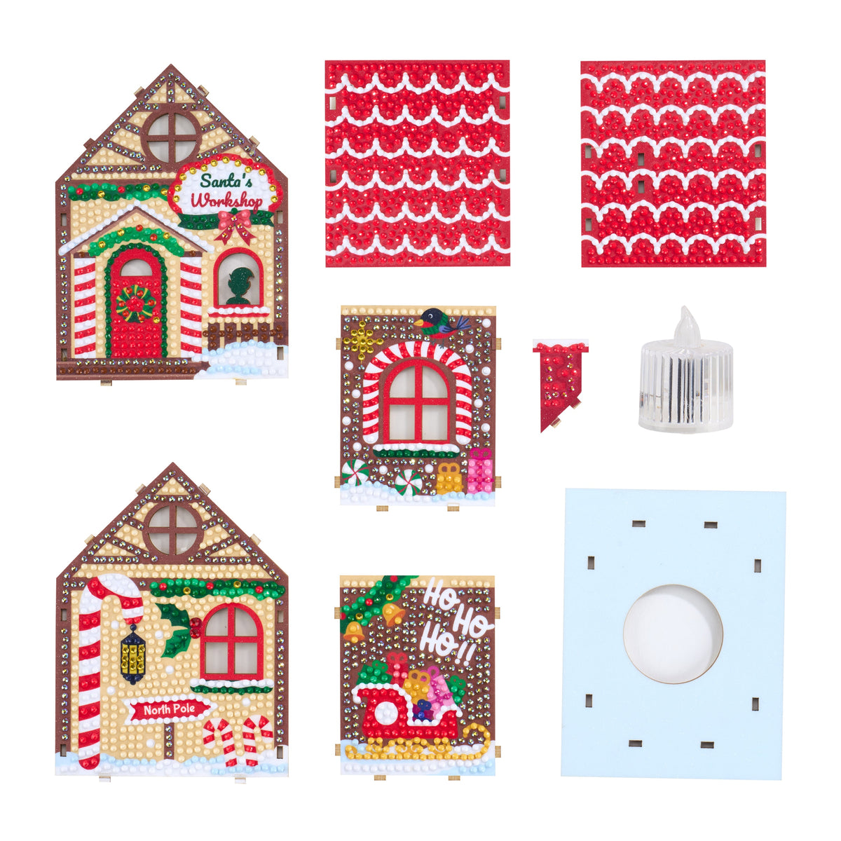 Diamond Painting Gem House - Santa's Workshop 5.5" x 4.1" x 3.1" (14 x 10.5 x 8cm) / Round with 28 Colors including 1 AB and 3 Iridescent Diamonds and 2 Fairy Dust Diamonds / 2,830