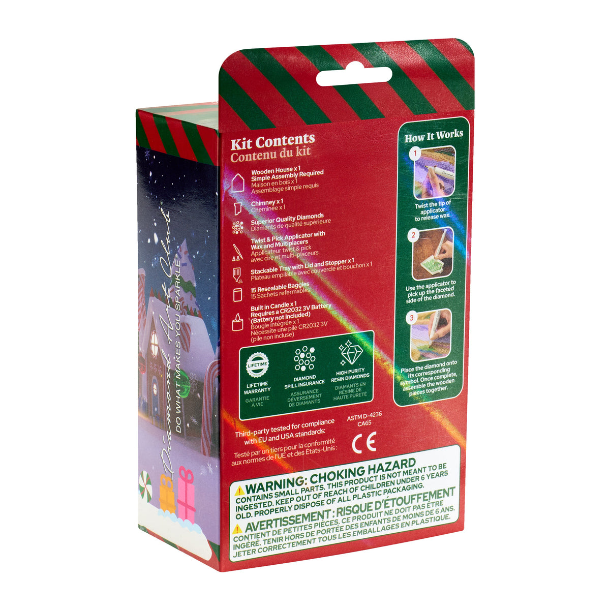 Diamond Painting Gem House - Santa's Workshop 5.5" x 4.1" x 3.1" (14 x 10.5 x 8cm) / Round with 28 Colors including 1 AB and 3 Iridescent Diamonds and 2 Fairy Dust Diamonds / 2,830