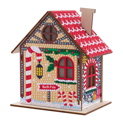 Diamond Painting Gem House - Santa's Workshop 5.5" x 4.1" x 3.1" (14 x 10.5 x 8cm) / Round with 28 Colors including 1 AB and 3 Iridescent Diamonds and 2 Fairy Dust Diamonds / 2,830
