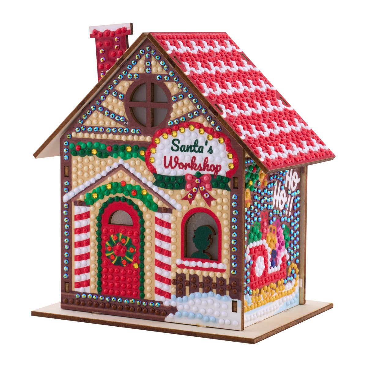 Diamond Painting Gem House - Santa's Workshop 5.5" x 4.1" x 3.1" (14 x 10.5 x 8cm) / Round with 28 Colors including 1 AB and 3 Iridescent Diamonds and 2 Fairy Dust Diamonds / 2,830