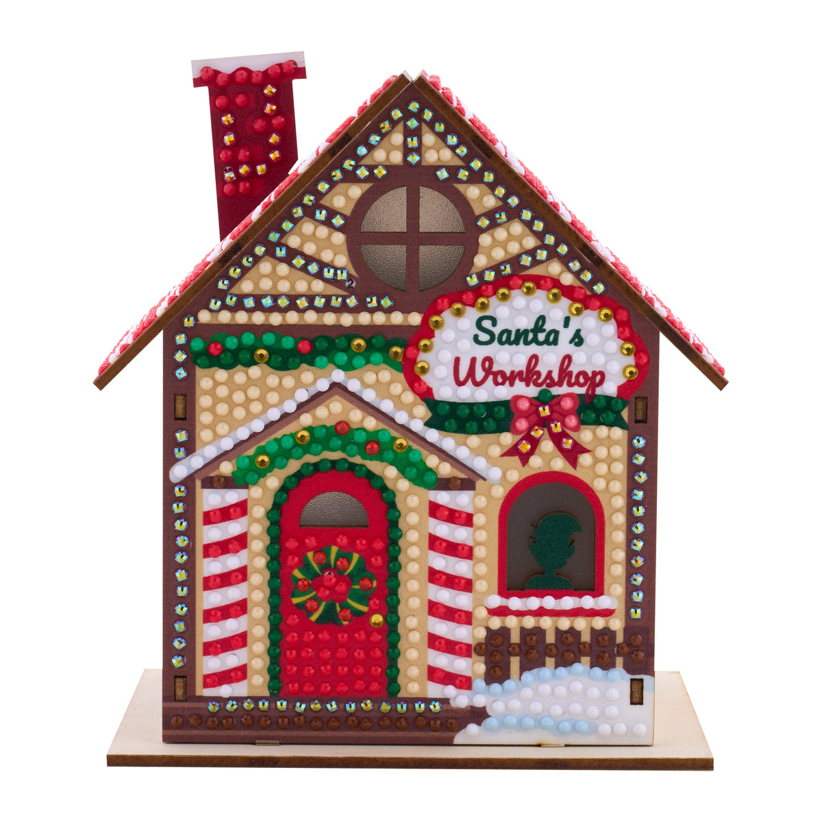 Diamond Painting Gem House - Santa's Workshop 5.5" x 4.1" x 3.1" (14 x 10.5 x 8cm) / Round with 28 Colors including 1 AB and 3 Iridescent Diamonds and 2 Fairy Dust Diamonds / 2,830