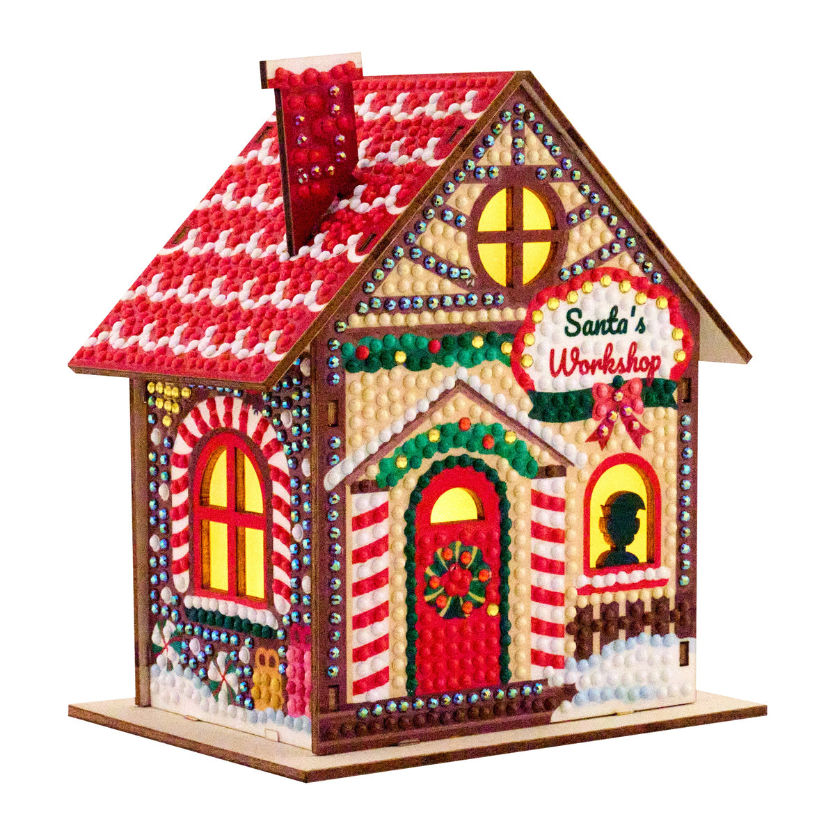 Diamond Painting Gem House - Santa's Workshop 5.5" x 4.1" x 3.1" (14 x 10.5 x 8cm) / Round with 28 Colors including 1 AB and 3 Iridescent Diamonds and 2 Fairy Dust Diamonds / 2,830