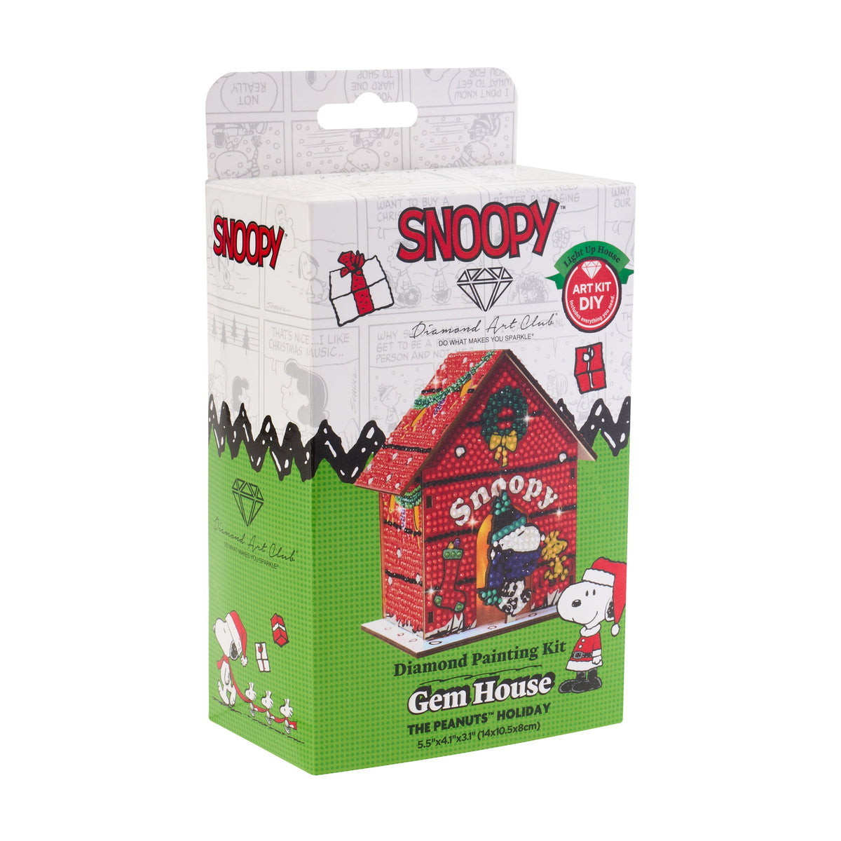 Diamond Painting Gem House - The Peanuts™ Holiday 5.4" x 4.9" x 3" (13.8 x 12.5 x 7.7cm) / Round with 13 colors including 1 AB and 4 Iridescent Diamonds and 4 Fairy Dust Diamonds / 2,965