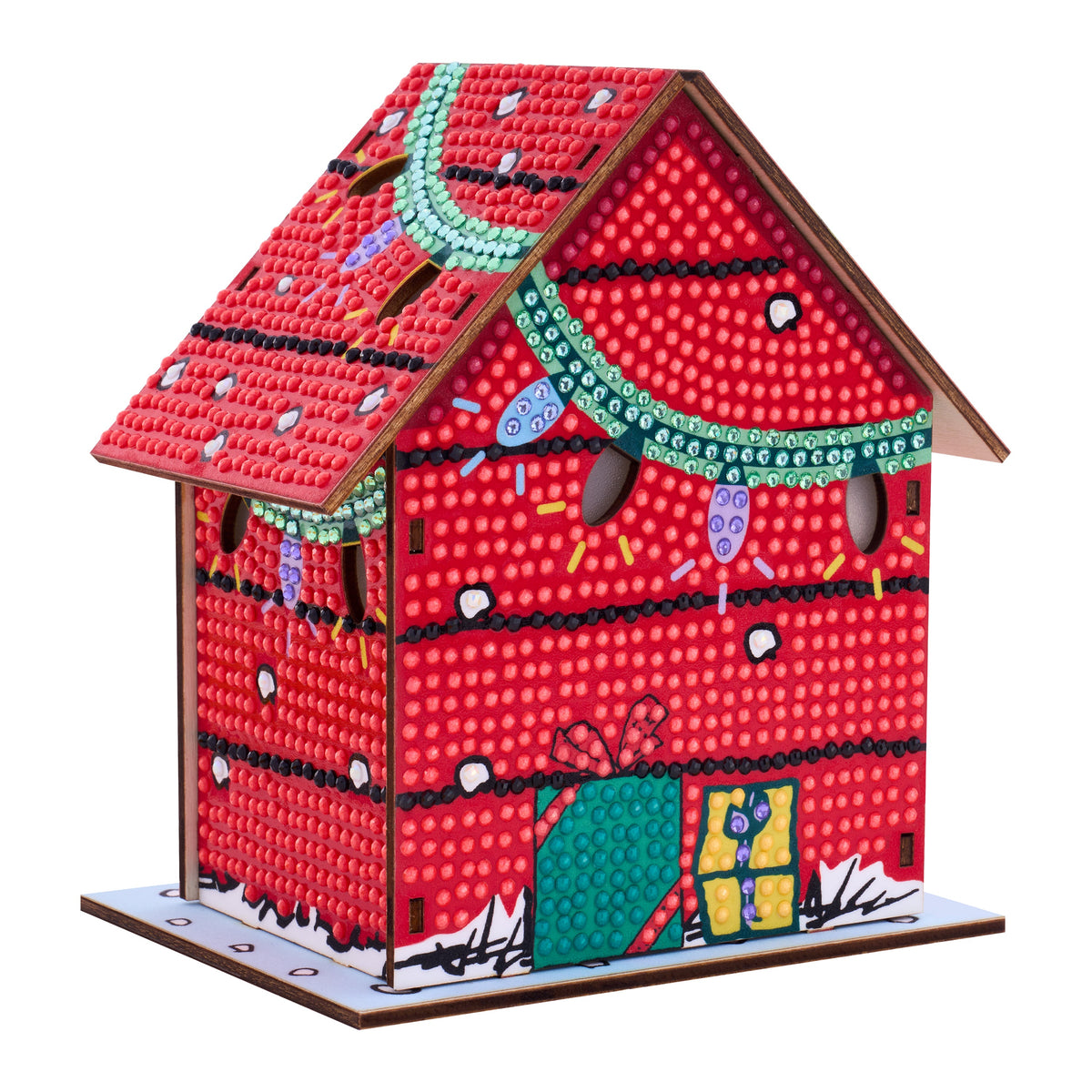 Diamond Painting Gem House - The Peanuts™ Holiday 5.4" x 4.9" x 3" (13.8 x 12.5 x 7.7cm) / Round with 13 colors including 1 AB and 4 Iridescent Diamonds and 4 Fairy Dust Diamonds / 2,965